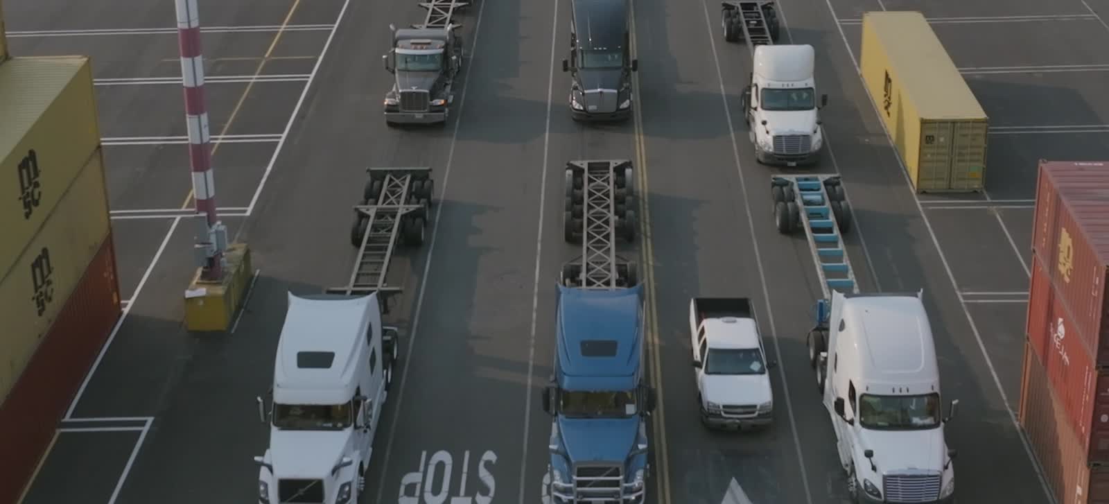 Trucks at port